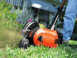 Trimming the grass with a lawn edger